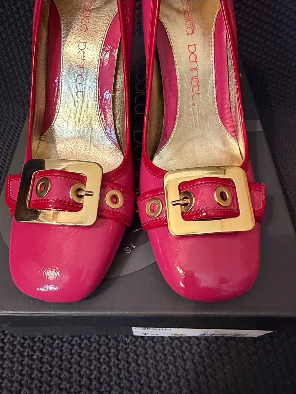 Jessica Bennett Pink Patent Buckle Pumps